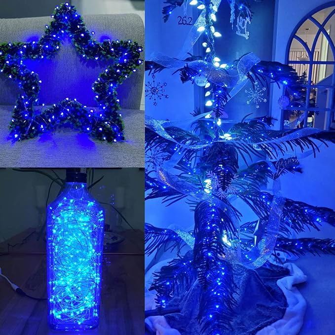 66Ft 200LED Fairy Lights Plug in, Waterproof String Lights Outdoor & Indoor 8 Modes with Timer, Christmas Light Bedroom Decor, Twinkle Light for Girl's Room Garden Christmas Decorations (Blue) BHCLIGHT