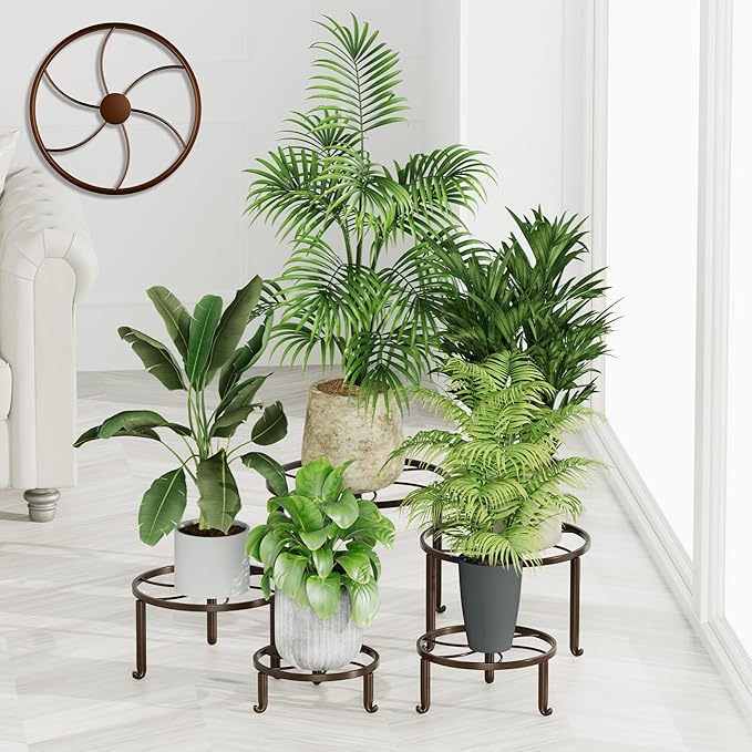 5 PackHeavy Duty Rack for Planter,Anti-Rust Flower Pot Stand Holder for Multiple Plants,Potted Plant Shelf for Living Room, Balcony, Garden, Patio Rootora