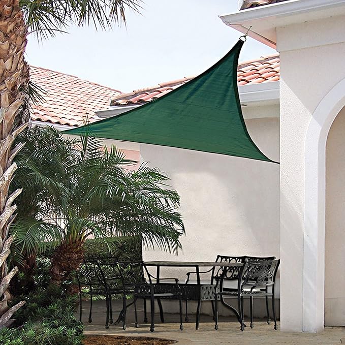 E&K Sunrise 17' x 17' x 17' Sun Shade Sail Triangle Canopy Shade Cover UV Block for Patio Backyard Garden Outdoor (Green) EKSUNRISEINC