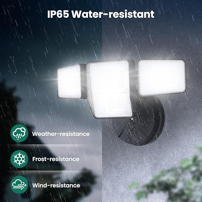 70W 7000LM LED Flood Lights Outdoor 2 Packs, Switch Controlled Security Lights with 4 Heads, Adjustable Heads, 6500K Daylight IP65 Waterproof Outside Wall Light for Backyard, Yard, Garage, Patio omibeeSolarlightsoutdoor