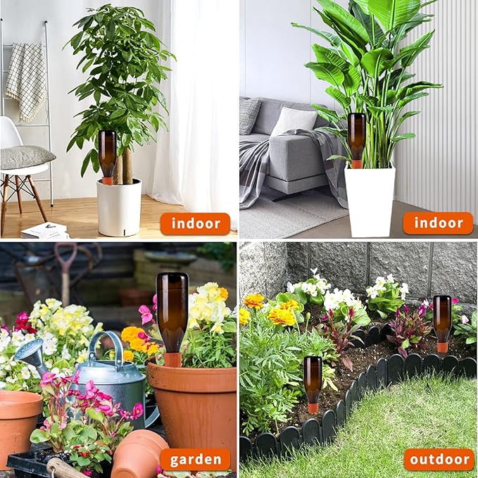 Plant Self-Watering Stakes-15 Pack Terracotta Automatic Plant Waterer Devices Auto-Water Irrigation System for Indoor/Outdoor Plants TKSCUSR