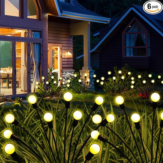 Solar Garden Lights Outdoor, 6 Pack 60 LED Solar Firefly Lights Waterproof, Sway by Wind, Swaying Light for Yard Patio Backyard Garden Planter Flower Bed Pathway Outdoor Decoration (Warm White) KohlrabiDecor