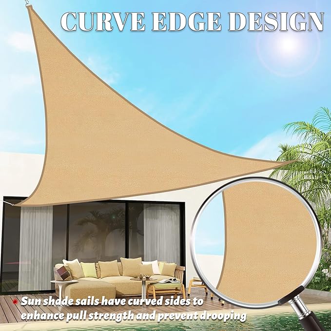 SUNLAX Custom Size 13'x23'x26.4' Sand Sun Shade Sail Right Triangle UV Block Sunshade for Backyard Yard Deck Patio Garden Outdoor Facility (Customized) SUNLAX