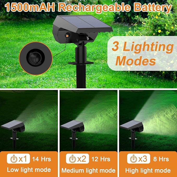 WELALO Solar Spot Lights Outdoor, [10 Pack/52 LED/3 Modes] Solar Landscape Spotlights, Solar Powered Security Lights, IP68 Waterproof Wall Lights for Outsides Walkway Yard Garden Driveway(Cool White) WELALO
