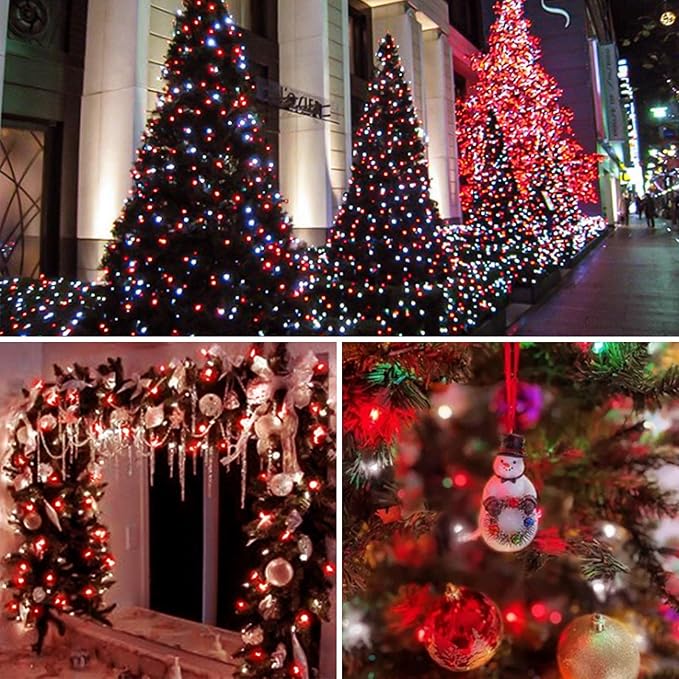 Upgraded Connectable 200 LED String Lights Indoor Outdoor, 66FT Red and White Christmas Lights Waterproof, 13 Modes Twinkle Fairy Lights Plug in Clear Wire for Christmas Tree, Bedroom, Classroom Decor SANJICHA