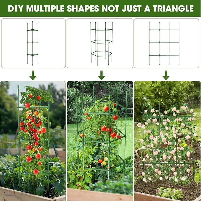 8PCS Tomato Cages for Garden, Tomato Trellis for Raised Garden Bed, 51.2" Tall Cage Plant Support for Pots, Gardening Supplies Trellis for Climbing Plants (8PCS，High: 51.2 Inch) GrowYourGreenParadise