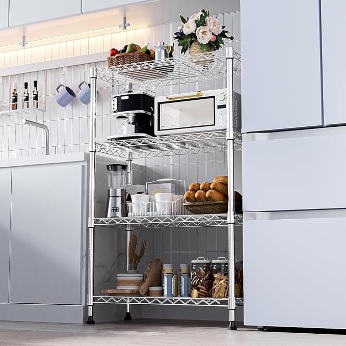 Xcity Storage Shelves, 4 Tier Heavy Duty Metal Shelving Unit, 1600 LBS Capacity Adjustable Steel Wire Shelf Organizer for Pantry, Kitchen, Garage, 14" D x 36" W x 54" H, Chrome Rootora
