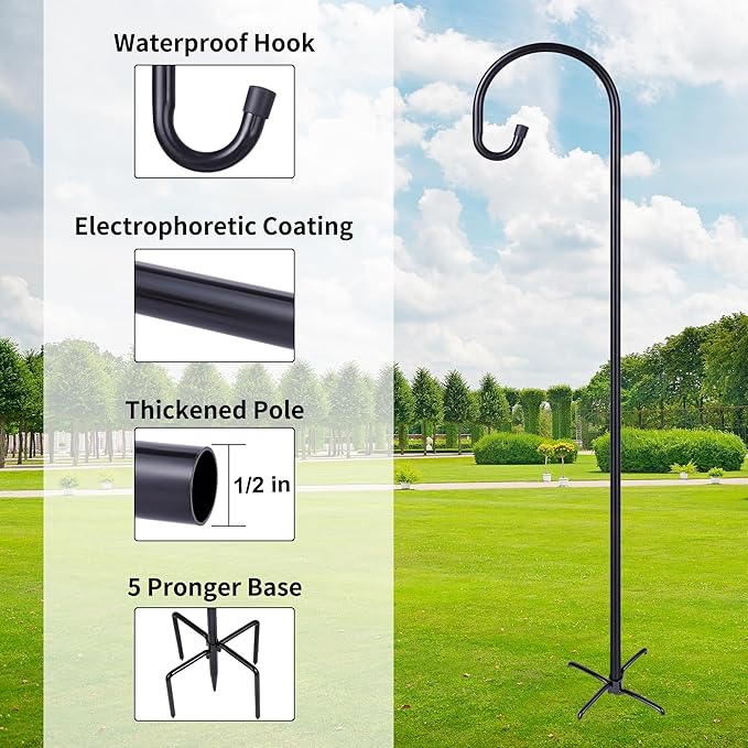 Ottsuls Shepherd-Hooks Adjustable for Bird-Feeder Lantern Plant-Hook Garden-Stake - Plant Stand Hanger for Outdoor Flower Basket, Bird Feeder Hanger Weddings Décor Ottsuls
