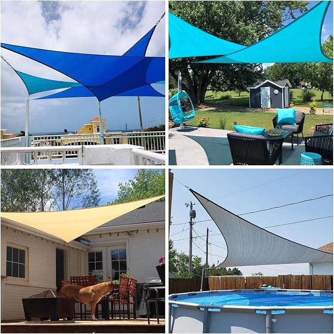 Patio Paradise 9' x 9' x 9' Sun Shade Sail Triangle Canopy Shade Cloth Fabric Sunlight Block Patio Pergola Cover HDPE Deck Awning for Outdoor Backyard Roof Shading, Gray Patio