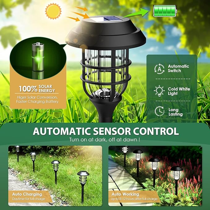 SOLPEX Solar Lights for Outside, Solar Outdoor Pathway Garden Lights Waterproof, Solar Powered Landscape Lighting for Yard, Garden, Pathway, Patio, Porch, Walkway, Driveway, 12 Pack(Cold White) Solpex