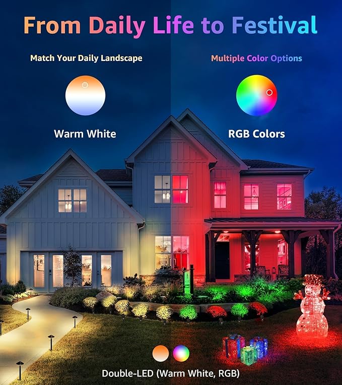 SUNVIE RGB Spot Lights Outdoor 12W LED Color Changing Landscape Lights with Remote Control 120V RGBW Landscape Lighting Waterproof Outdoor Spotlight for Yard Garden Patio Lawn Decorative, 2 Pack SUNVIE