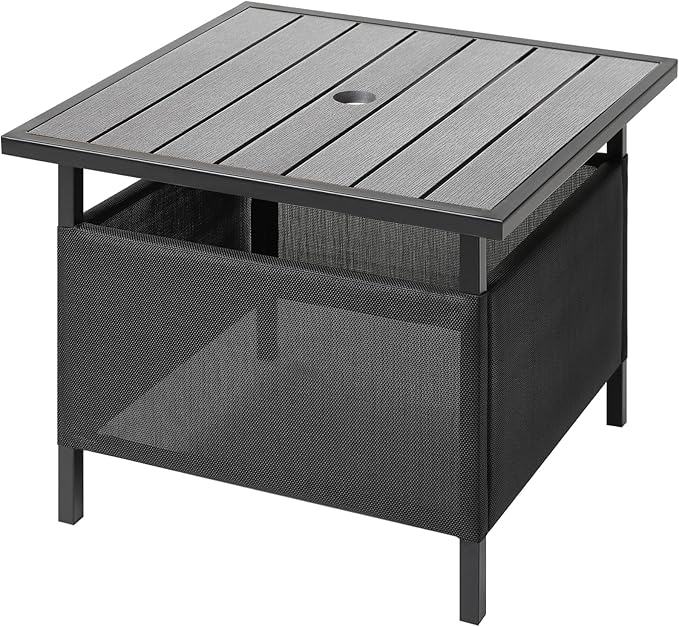 LZRS Adirondack Square Outdoor Side Table with Umbrella Hole, Pool Composite Patio Table,HDPE End Tables for Backyard,Pool, Indoor Companion, Easy Maintenance & Weather Resistant(Light Grey) LZRSPET