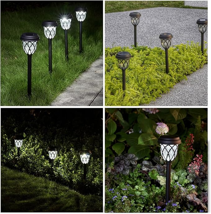 EXCMARK 10 Pack Solar Lights Outdoor Garden Pathway Solar Powered Yard Lights for Walkway Sidewalk Driveway. ExcMark