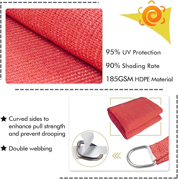 KANAGAWA Sun Shade Sail 8'x10' Scarlet Rectangle UV Block Canopy Awning Shelter Fabric Cloth Screen for Outdoor Patio Garden Backyard KANAGAWA