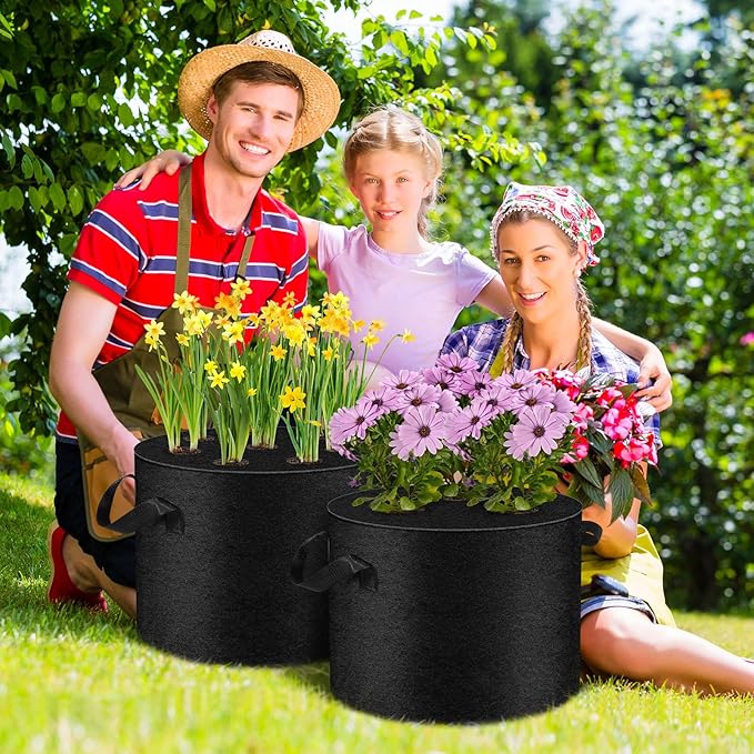 3 Pack 10 Gallon Grow Bags with Planting Holes, Planting Bags, Plant Grow Bags, Fabric Grow Bags, Heavy Duty Thickened Nonwoven Fabric Gardening Vegetable Growing Bags with 3/5/8 Planting Holes WelcometoUJG%EF%BC%81
