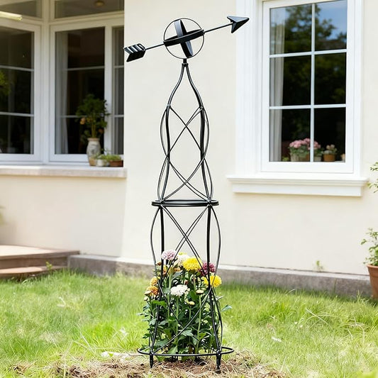 41-Inch Metal Obelisk Trellis – Elegant Garden Support for Climbing Plants, Perfect for Outdoor Rose Bushes and Tall Vines, Durable Metal Design with Arrow Top for Indoor and Outdoor Use Goooxim