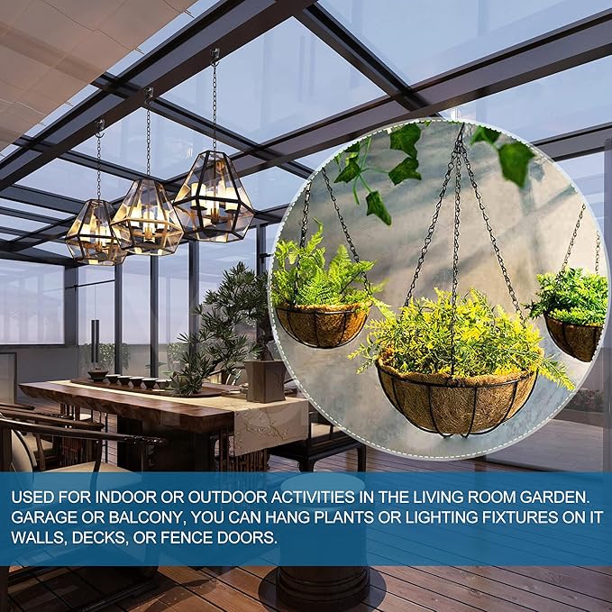 ONIKK Ceiling Hooks for Hanging Plants (6 PCS Black), Heavy Duty Metal Plant Hooks, Screw in Hooks for Hanging Birdfeeders, Lamps, Planters, Indoor Outdoor Wall Baskets Hooks up to 33 lbs ONIKK