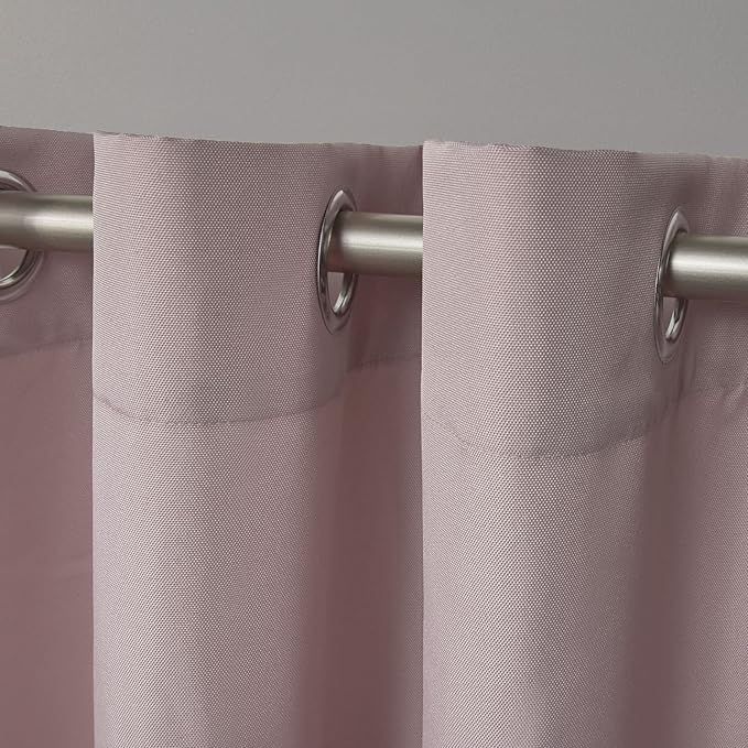 NICOLE MILLER NEW YORK Canvas Indoor/Outdoor Grommet Top Curtain Panel Pair, 54"x108", Blush NicoleMiller