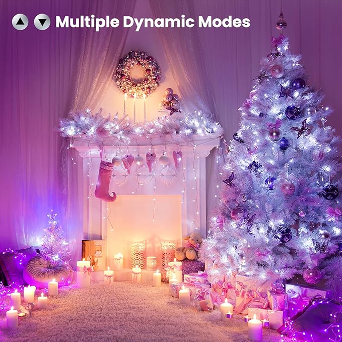 Brizled Color Changing String Lights, 33ft 100 LED Pasrel Easter Mini Lights with Remote, Dimmable RGB Lights String Clear Wire, Indoor USB Twinkle Light for Christmas Halloween Year-Round Decor Brizled