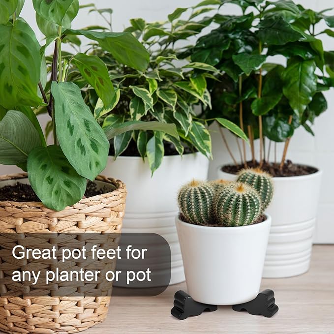 Kigeli 6 Pcs Resin Garden Pot Feet for Outdoor Planters 3 Inch Long 1.5 Inch Tall Flower Handmade Elevator Plant Feet Frost Proof Lifter for 14-20 in Pot(Black) Kigeli