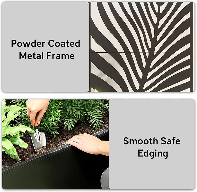 Outsunny Metal Planter Box with Trellis, 71" Tall Raised Garden Bed with Trellis Privacy Screen for Climbing Plants, Large Leaf Cut-Out Privacy Planter for Garden, Patio, Balcony Outsunny