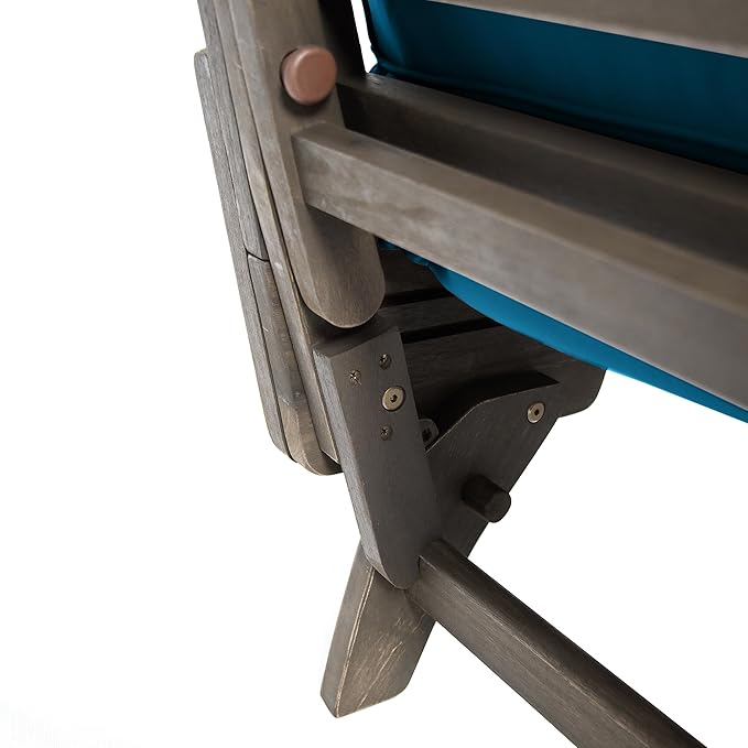 Merax Outdoor Patio Daybed Sofa,3-Seat Sofa with Foldable Arm 4 Back Pillows,Teak Acacia Wood Frame Beige Removable Cushion,Grey+Teal Merax