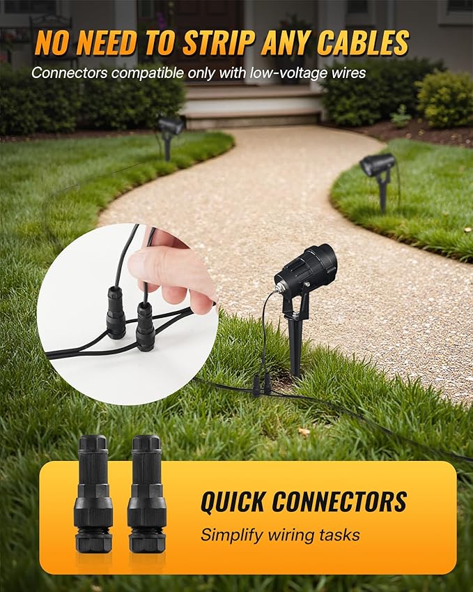 6W 700LM Low Voltage Landscape Lighting, 12V AC/DC 3000K Warm White LED Low Voltage Landscape Lights, IP65 Waterproof Outdoor Spotlights with Connectors for Garden Tree Yard 4 Pack W01SLP406 Wilawels