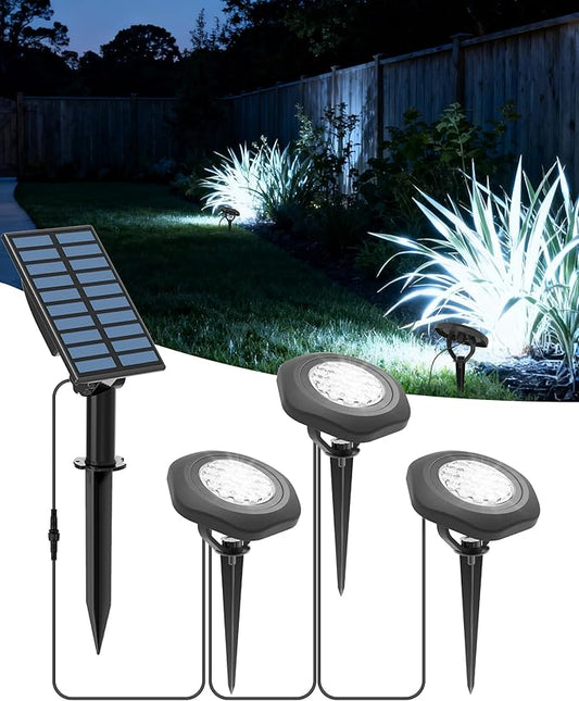 CORESLUX Solar Spot Lights Outdoor Waterproof IP68, 3-in-1 LED Cool Light Solar Landscape Lights, 2 Light Modes Landscape Path Lights for Outside Garden Yard Pond Pathway CORESLUX