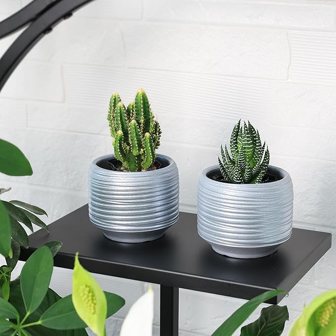 Mini Succulent Planter Set – 3.7 Inch Ceramic Pots with Drainage for Indoor Plants, Small Decorative Flower Pots for Cactus and House Plants, Set of 4 Bestseler