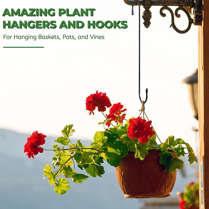Large Garden S Hooks, 16 Inches Long Plant Hangers Outdoor, Metal Plant Hooks for Hanging Planters, Flower Baskets, Pots, Bird Feeders and Festival Decorations (SSL6) Kitwinney