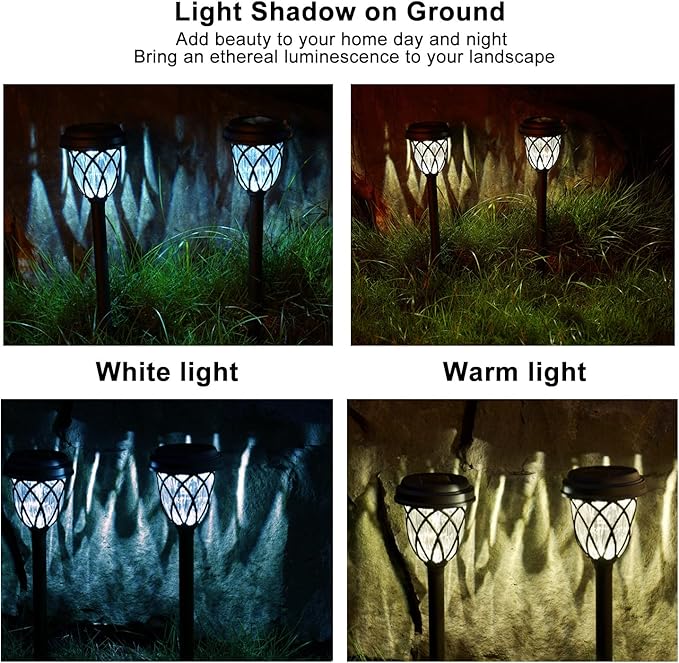 EXCMARK 10 Pack Solar Lights Outdoor Garden Pathway Solar Powered Yard Lights for Walkway Sidewalk Driveway. ExcMark