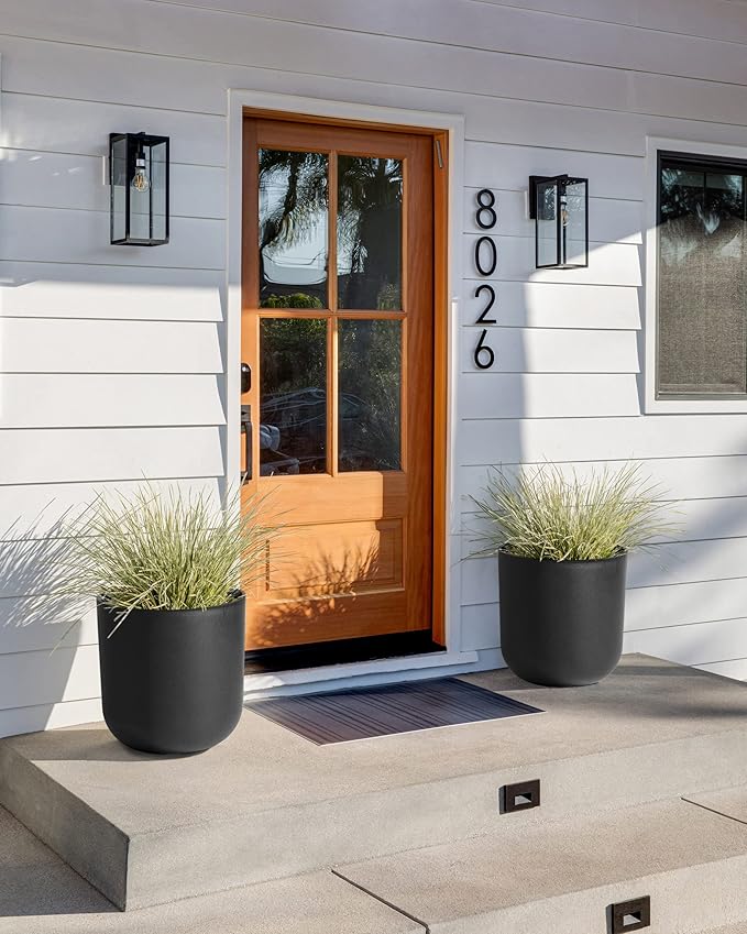 Veradek Round Black Plastic Planter Pots for Indoor/Outdoor Garden Use, with Drainage Holes, Suitable for Small to Large Succulent Plants, Flowers, Modern Interior Plants VeradekOutdoor