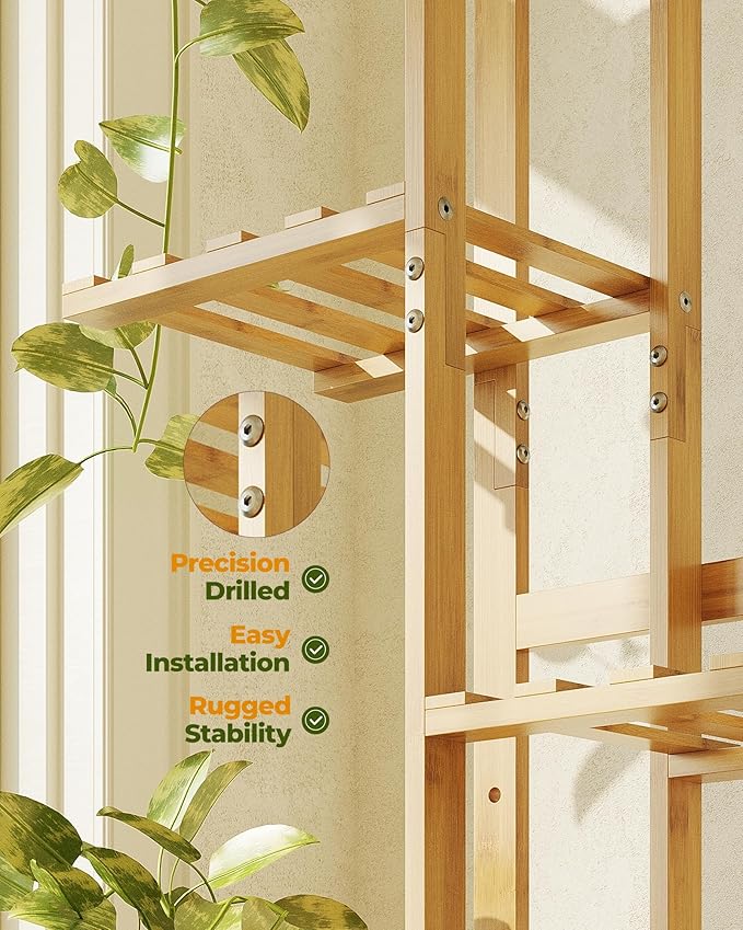 Bamworld Bamboo Plant Stand Indoor 6 Tiered Plant Shelf Outdoor Corner Plant Rack for Multiple Plants Flower Stand Plant Holder for Living Room Bedroom Balcony Patio Garden 48 Inch Natural Bamworld