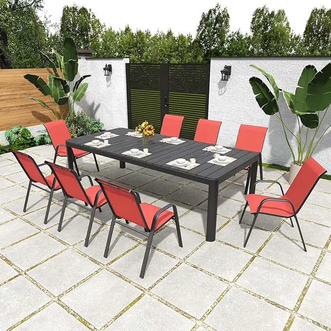 Patio Chairs Set of 6, Stackable Outdoor Dining Chairs for All Weather Textilene Fabric & Metal Frame, Outdoor Chairs Set for Backyard Deck Garden Vimstora