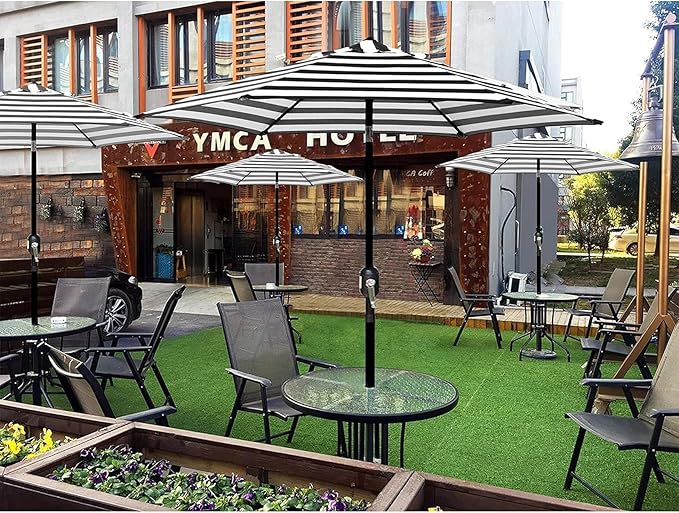Blissun 7.5 ft Patio Umbrella, Yard Umbrella, Outdoor Market Umbrella with Push Button Tilt Crank (Black&White) Blissun