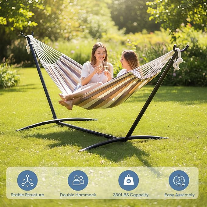 DUMOS Hammock Stand Only, Heavy Duty Hammock Stands for Double 2 Person, Portable Steel Stand for Outside Garden Backyard Patio Pool Beach with Carrying Case DumosLifestyle