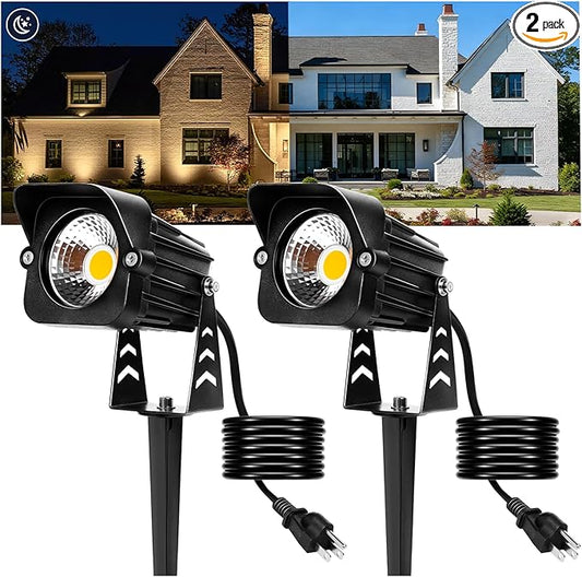 Dusk to Dawn Outdoor Lighting, 15W Spot Lights Outdoor with Photocell Sensor, 3000K Warm White Landscape Lighting IP65 Waterproof LED Spotlight for Garden Yard Flag Tree, 5.91FT Cable, US Plug Rootora