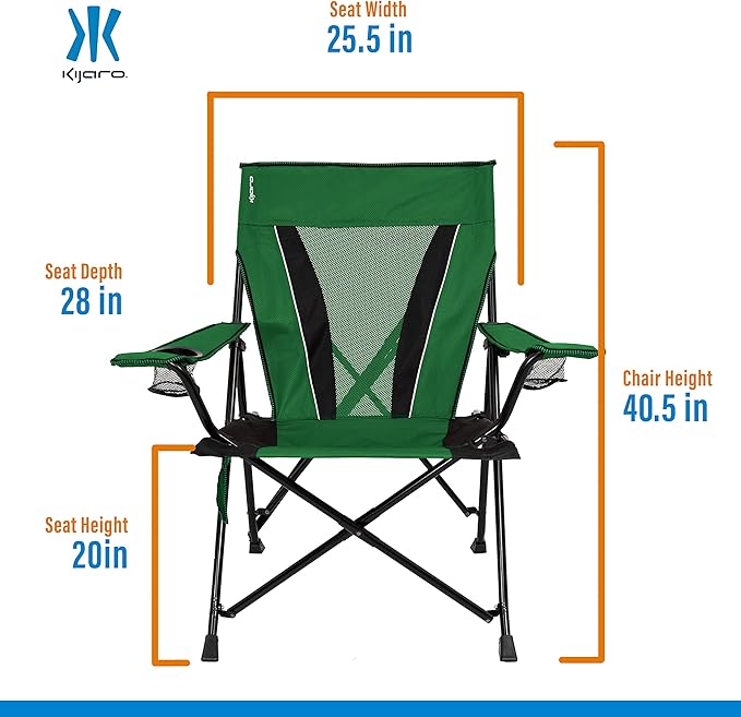Kijaro XXL Dual Lock Portable Camping Chair - Supports Up to 400lbs - Enjoy The Outdoors in a Versatile Folding Sports & Outdoor Chair Kijaro