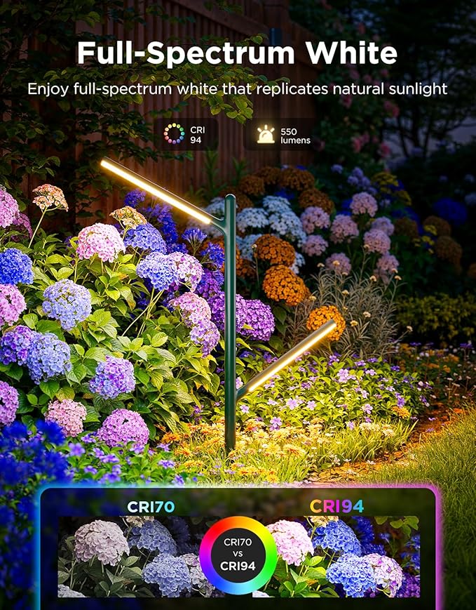 Govee Outdoor Garden Lights 2 Pack, RGBWWIC Smart LED Pathway Lights for Landscape Lighting, 16 Million Colors and 64 Scenes, IP66 Waterproof for Outdoor Patio, Compatible with Alexa, Matter Govee