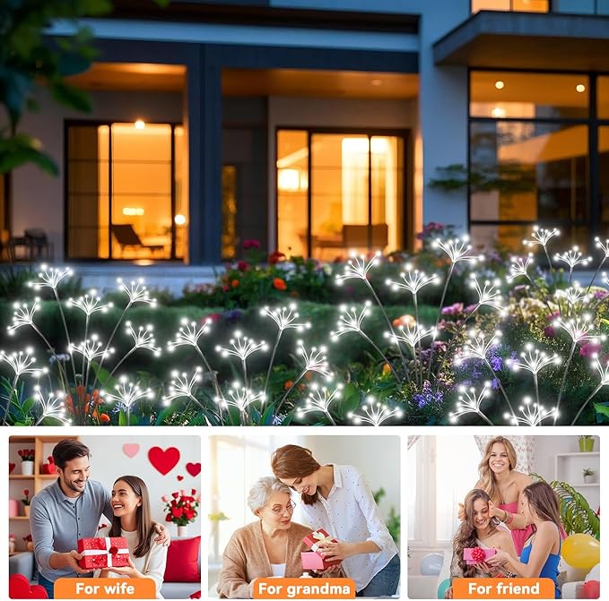 Solar Garden Lights 2 Pack Waterproof Solar Swaying Starburst Light Outdoor Lights for Yard Patio Walkway Pathway Party Wedding Christmas Decoration, White Yaafen