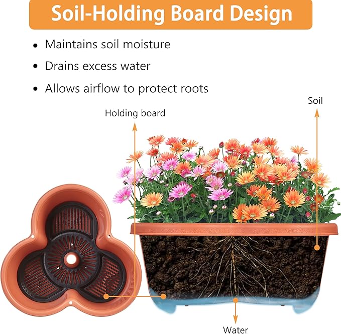 VECELO 7 Tier Vertical Garden Planter, Self Watering Stackable Planters with Wheels for Strawberries, Herbs, Flowers, Vegetables, Red VECELO