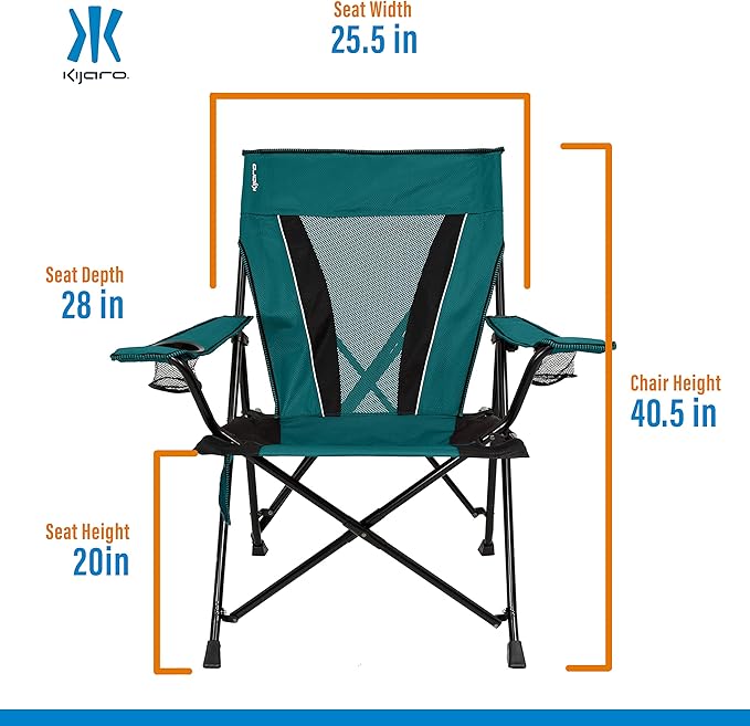 Kijaro XXL Dual Lock Portable Camping Chair - Supports Up to 400lbs - Enjoy The Outdoors in a Versatile Folding Sports & Outdoor Chair Kijaro