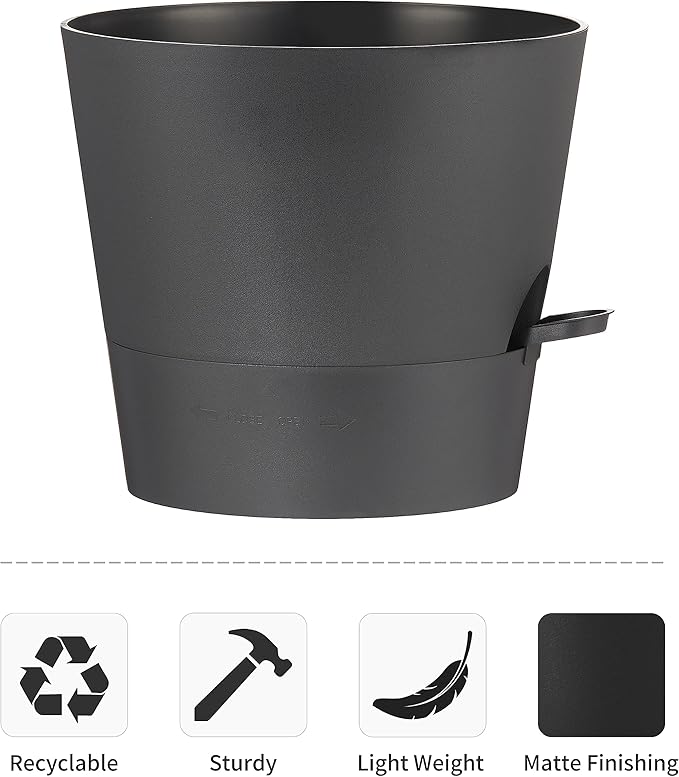 FaithLand 2-Pack 10 Inch Planter Pots for Indoor Outdoor Plants, Self Watering Flower Pots with Deep Reservoir, Black … FaithLand