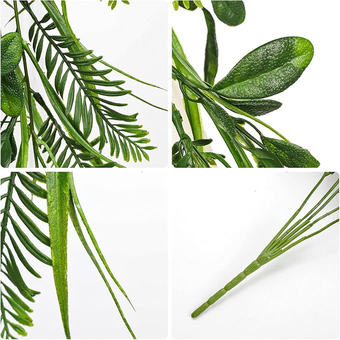 Hollyone 2pcs Artificial Hanging Plant 36" Faux Ferns Artificial Plastic Greenery Ivy Leaves Fake Vines for Wall Farmhouse Living Room Kitchen Shelf Garden Home Patio Indoor Outdoor Decor Hollyone