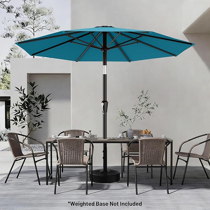 AreShark 9 FT Patio Umbrella for Outdoor, Outdoor Table Umbrella with Push Button Tilt and Crank, Outdoor Patio Umbrellas with 8 Sturdy Ribs for Market, Garden, Pool (Lake Blue) Rootora