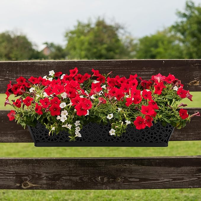 Adnee 2 Pcs 24 Inch Fabric Plant Window Box Liners-Rectangular Non-Woven Planter Basket Liner-Black Felt Flower Hanging Basket for Outdoor Garden Wall Hanging Planter Flower Vegetables Adnee
