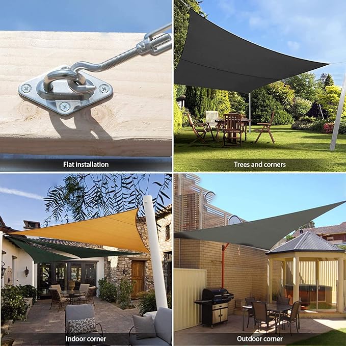 Sun Shade Sail Hardware Kit 8 Inch for Rectangle & Triangle Shade Sail Install, Stainless Steel ShadeSail Fixing Accessories for Outdoor Patio Canopy Garden, Heavy Duty Awning Attachment 40 Set HYASIA
