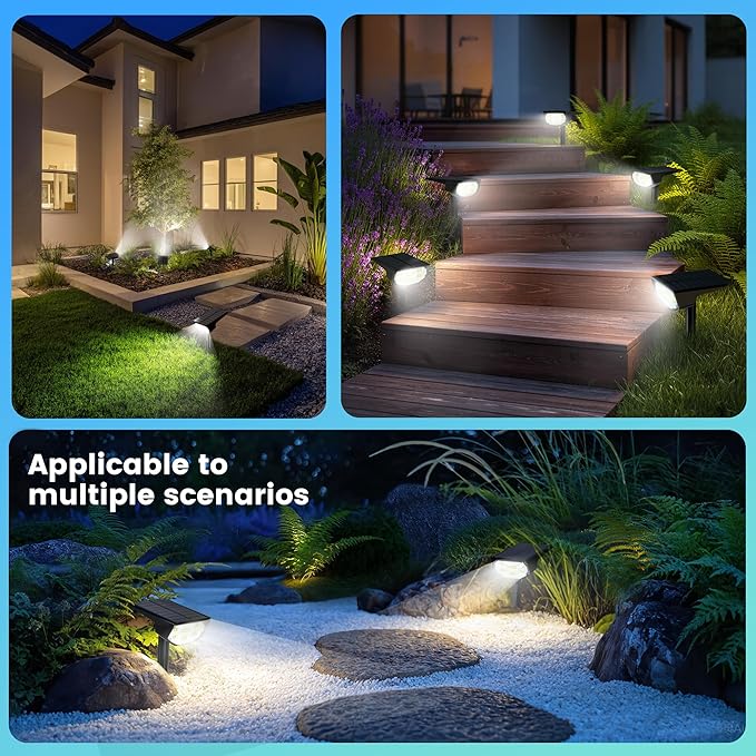 Solar Spot Lights Outdoor IP68 Waterproof, Ultra-Bright Performance，Simple Modes for Easier Operation, Auto On/Off，Solar Powered Landscape Lights for Garden, Yard, Pathway (Cool White, 4 Pack) Home