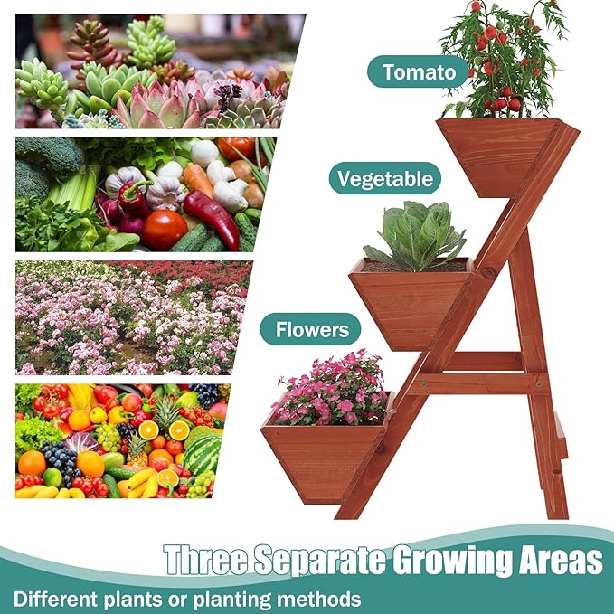 Raised Garden Bed, 3 Tier Small Vertical Garden Planter for Indoor & Outdoor, Raised Planter Box with Legs, Garden Planter Box for Flowers/Vegetables/Plants VIEWCARE