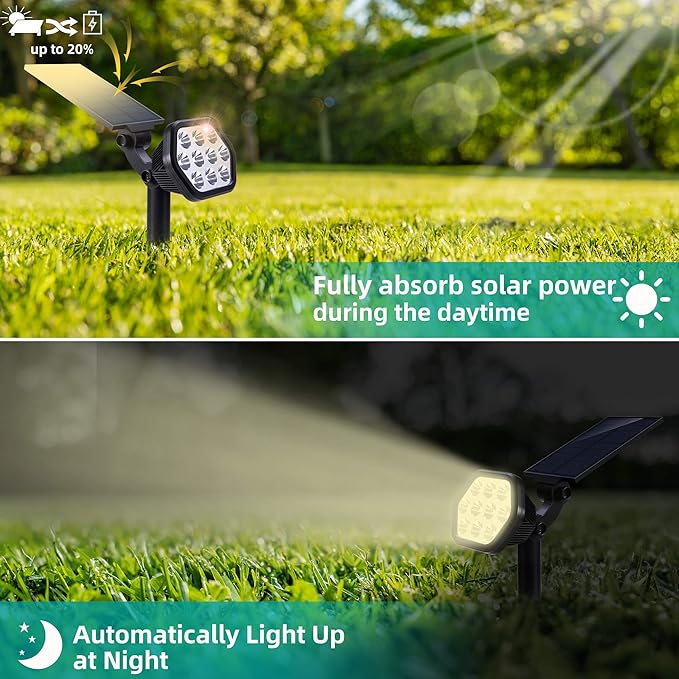 Nekteck Solar Lights Outdoor,10 LED Landscape Spotlights Powered Wall Lights 2-in-1 Wireless Adjustable Security Decoration Lighting for Yard Garden Walkway Porch Pool Driveway (2 Pack, Warm White) Nekteck